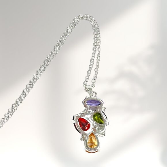 NVC Nataliya V Collister Silver Tone Pendant Necklace Rhinestone Cluster Bling - Picture 3 of 9